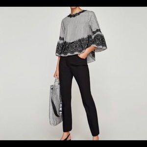 Zara lace pinstripe blouse